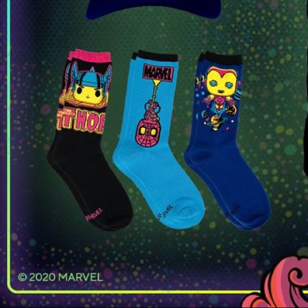 New Marvel Black Light socks